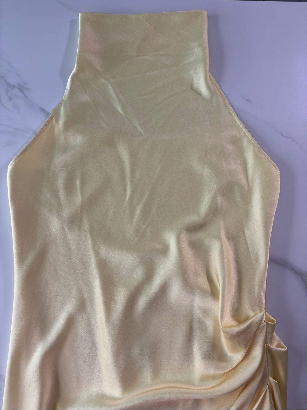 Gianni bini Satin Halter Neck Slip Dress in Pale Lime Sz 12 - Picture 2 of 10